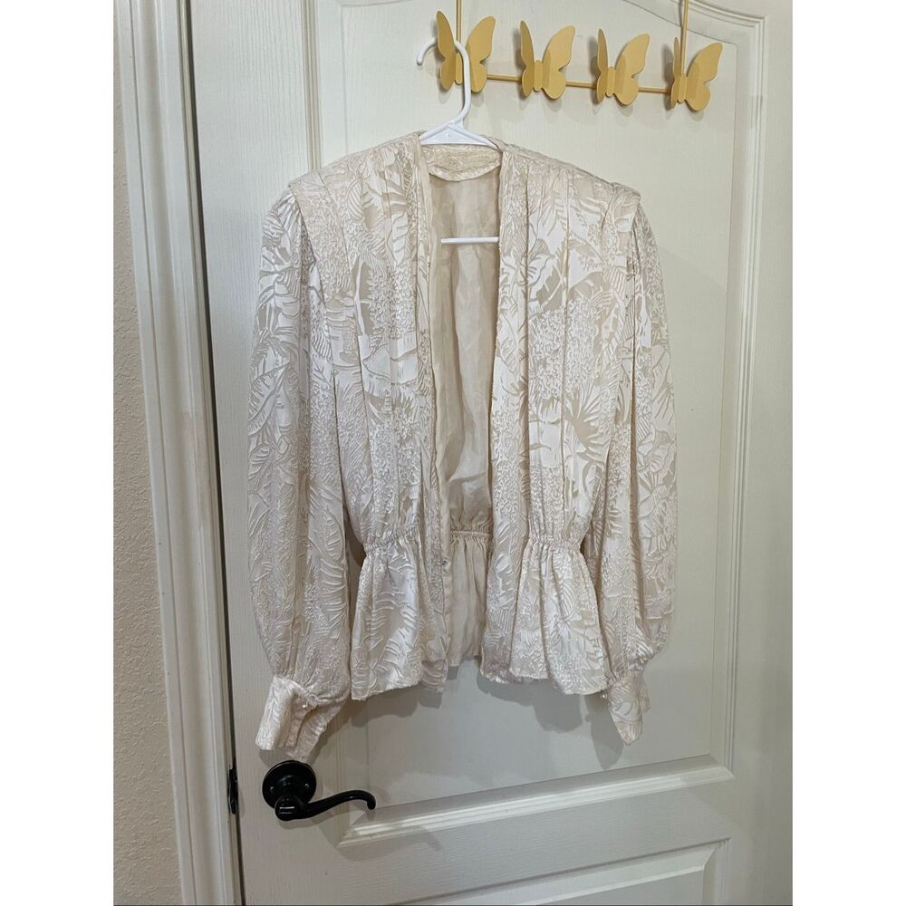 Peggy Jennings Silk Top w/Shoulder Pads Fully Lined 100% Silk Designer Blouse